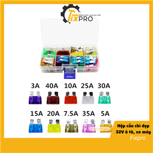 Hộp cầu chì dẹp 32V chân to cho ô tô, xe máy gồm 10 loại, mỗi loại 10 chiếc Hộp cầu chì dẹp 32V chân to cho ô tô, xe máy gồm 10 loại, mỗi loại 10 chiếc